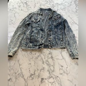Light Blue Distressed Jean Jacket (Size Medium)